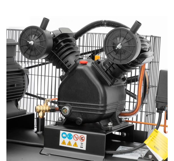 Компресор 100 л, 3 кВт, 380 В, 10 aтм, 500 л/хв., 2 циліндри INTERTOOL PT-0013