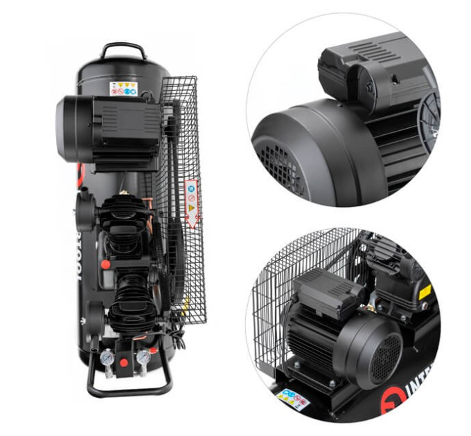 Компресор 100 л, 3 кВт, 220 В, 10 aтм, 500 л/хв., 2 циліндри, STORM INTERTOOL PT-0014