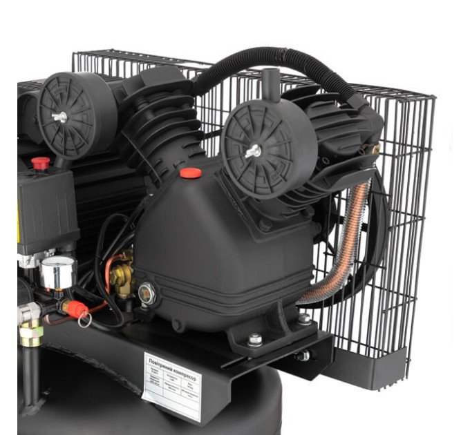Компрессор 100 л, вертикальный, 3 кВт, 220 В, 10 атм, 500 л/мин. 2 цилиндра INTERTOOL PT-0017