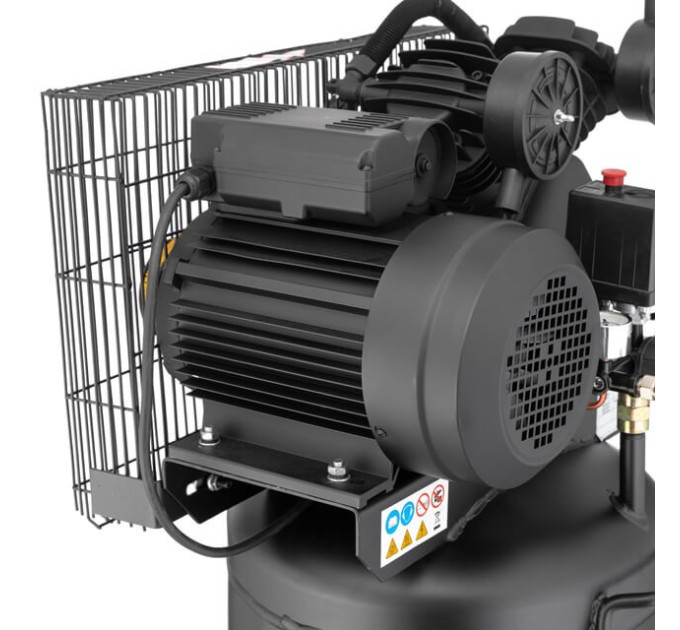 Компрессор 100 л, вертикальный, 3 кВт, 220 В, 10 атм, 500 л/мин. 2 цилиндра INTERTOOL PT-0017
