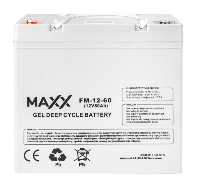 АККУМУЛЯТОР ГЕЛЕВЫЙ 4SUN DEEP CYCLE MAXX 60Ah 12V FM-12-60Ah