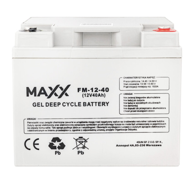АККУМУЛЯТОР ГЕЛЕВЫЙ 4SUN DEEP CYCLE MAXX 40Ah 12V FM-12-40Ah