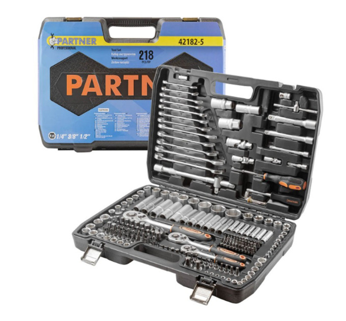 Набір інструментів 218 пр. 1/4'' 3/8'' 1/2'' (6гр.) (4-32мм) PARTNER PA-42182-5
