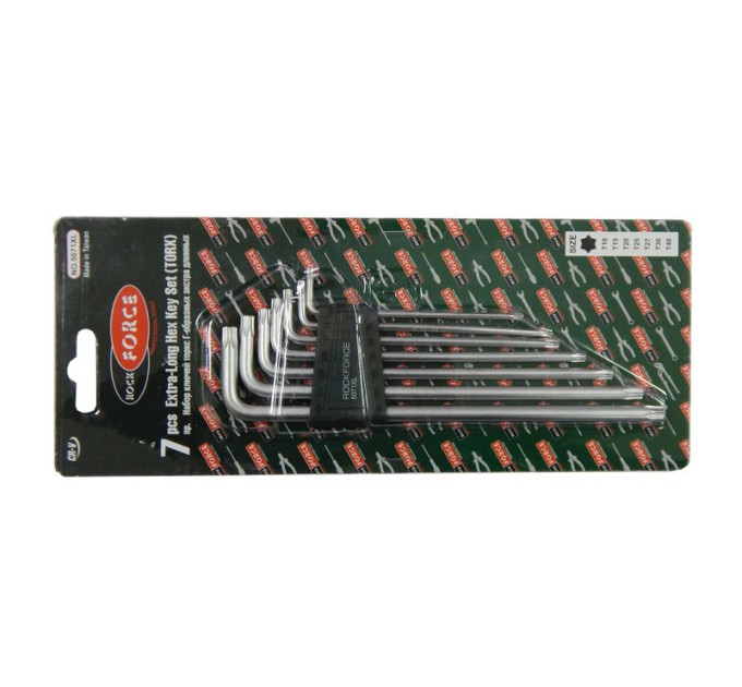 Набір ключів Г-подібних TORX екстра довгих, 7пр. (Т10,Т15,Т20,Т25,Т27,Т30,Т40), в пластиковому трим