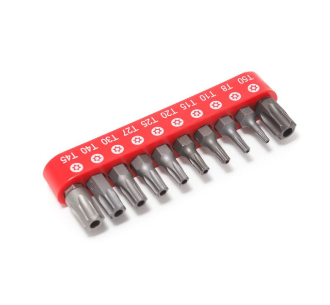 Набір біт 1/4" Torx з отвором 10пр. (TH 8,10,15,20,25,27,30,40,45,50-25мм)