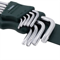 Набір ключів TORX Г-подібних екстра довгих, 9пр. (Т10,Т15,Т20,Т25, Т27,Т30,Т40,Т45,Т50) ROCKFORCE RF-5098XL