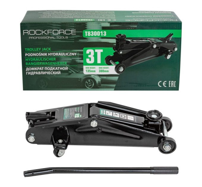 Домкрат подкатной 3т (h min 135мм, h max 380мм) ROCKFORCE RF-T830013