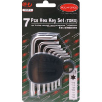 Набір ключів TORX Г-подібних, 7 предметів (Т10,Т15,Т20,Т25,Т27,Т30,Т40) в пластиковому тримачі ROCKFORCE RF-5071