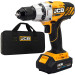 Дриль-шуруповерт акумуляторний (JCB-18DD-BE) 18V, max 45Nm в комплекті із зарядним пристроєм (JCB-18VFC-E) 2.4A та батареєю акумуляторною (JCB-20LI-E) JCB-18DD-2X-E