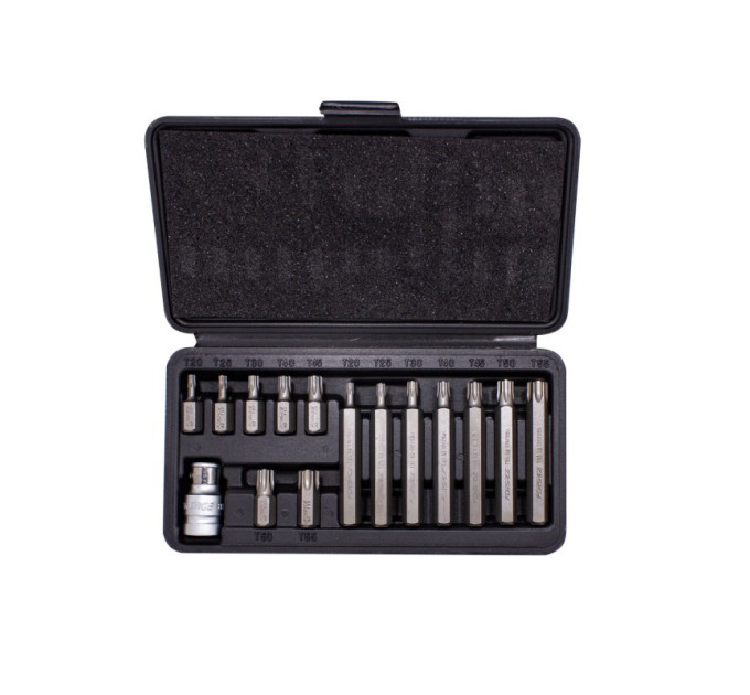 Набір біт 15пр. 1/2" Torx з бітотримачем (T20, T25, T30, T40, T45, T50, T55; L-75мм)