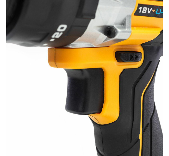 Дриль-шуруповерт акумуляторний (JCB-BLCD-BE) 18V, max 65Nm в комплекті із зарядним пристроєм (JCB-18VFC-E) 2.4A та батареєю акумуляторною (JCB-20LI-E) 2.0AH JCB-18BLCD-2XB-E