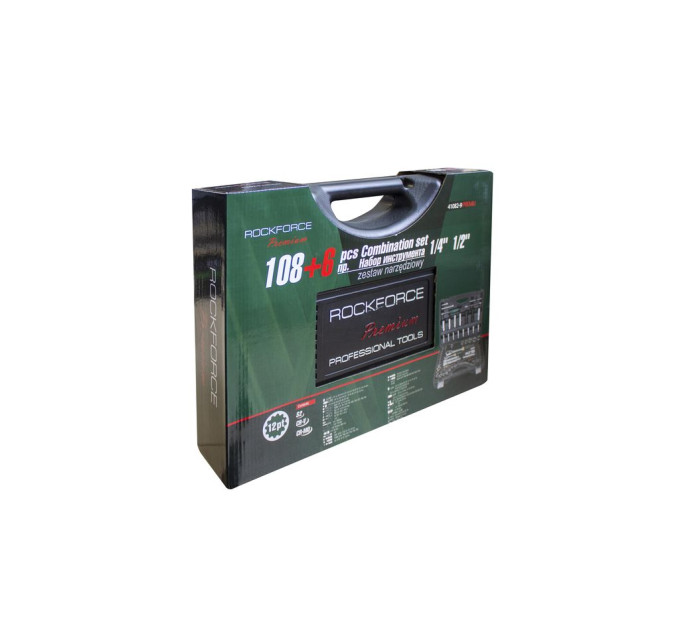 Набір інструментів 108 + 6пр. 1/4", 1/2" (12гр.) ROCKFORCE RF-41082-9 Premium