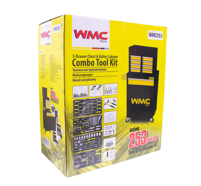Тележка инструментальная с набором инструментов 253пр(700х600х290мм) WT-WMC253