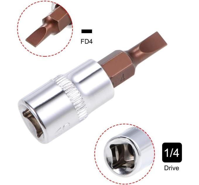 Головка 1/4" с насадкой Slotted SL4 Forsage F-3233204 Premium