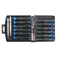 Набор ювелирных отверток с пинцетом, 14пр. (SL: 1.5, 2.0, 2.5 PH: 00, 0,1 TORX: T5, T6, T7, T8, T9,