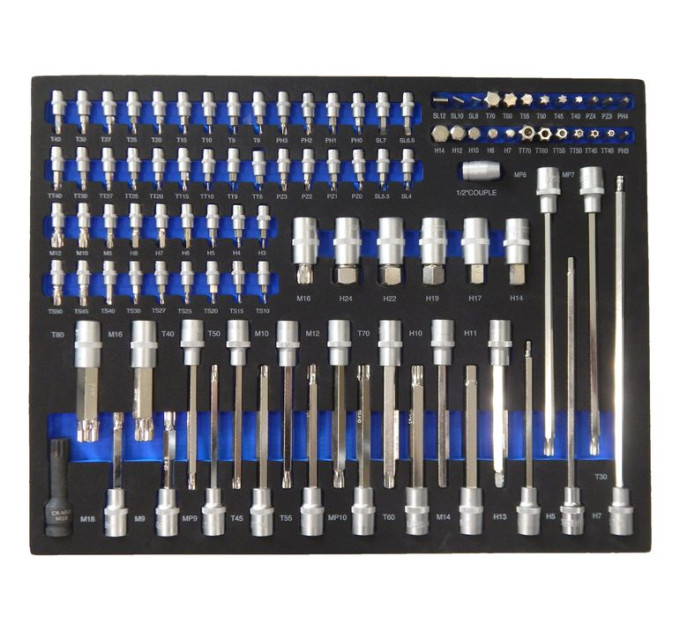 Набір біт і головок-біт 1/4",5/16", 1/2" 101пр. (PH, PZ, SL, TORX, TORX з отвором, HEX, SPLINE) (ложемент)