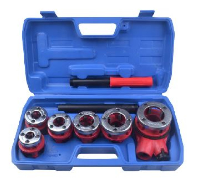 Клуп трубный с сменными плашками 9пр.(1/4", 3/8", 1/2", 3/4",1", 1 1/4") в кейсе