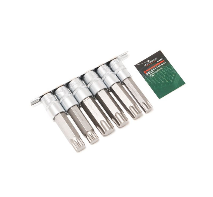 Набір головок-біт різнопрофільних Spline & Torx, 6 пр. (М16, М18, Т70, Т80, Т90, Т100; L-100мм) 1/2" ROCKFORCE RF-40918L