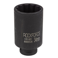 Головка ударная глубокая 1/2" 12-гранная 34мм ROCKFORCE RF-4488534 Головка ударная глубокая 1/2" 12-гранная 34мм ROCKFORCE RF-4488534