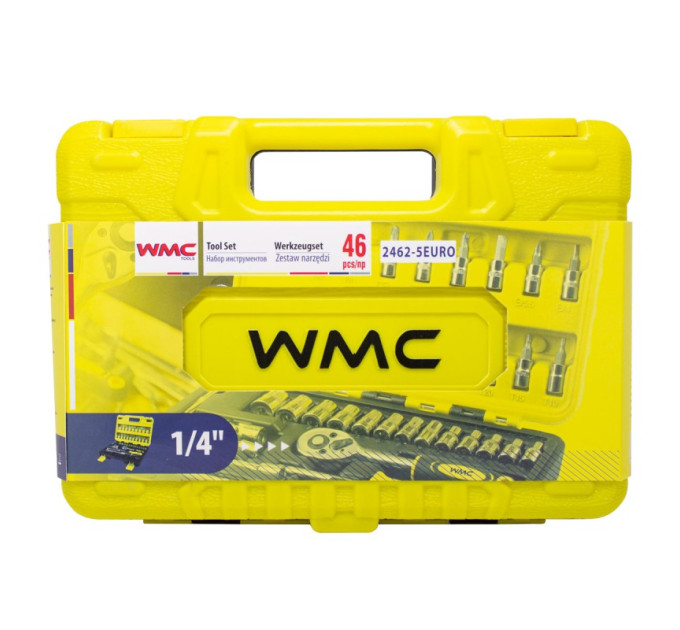Набор инструментов 46 предметов 1/4'' (6гр.) WMC TOOLS WT-2462-5 EURO