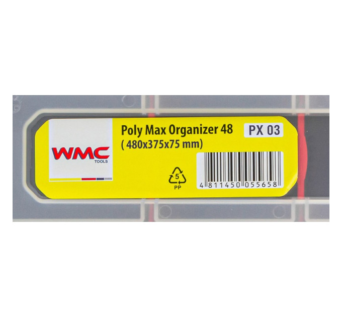 Органайзер WMC TOOLS пластмассовый 470x373x80мм с переставными перегородками WT-PX03