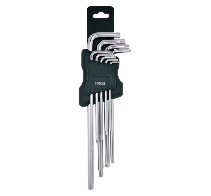 Набор ключей TORX Г-образных экстра длинных, 9пр. (Т10, Т15, Т20, Т25, Т27, Т30, Т40, Т45, Т50) ROCKFORCE RF-5098XL