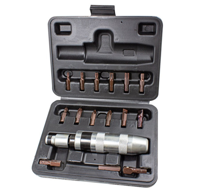 Отвертка ударно поворотная с набором бит, 17пр. 1/2"(F)х5/16"(F) 5/16"(М)x1/2"(М)(PH2,3;PZ2,3;SL9,11мм;Torx 25,30,40,45,50;Hex 6,8,10ммх36мм)в кейсе Forsage