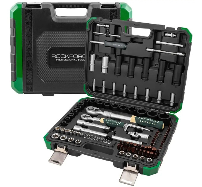 Набір інструментів 108+6пр. 1/4", 1/2" (6гр.) Rockforce RF-41082+6L