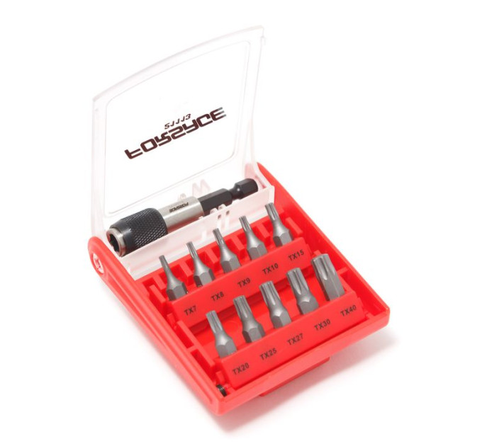 Набір біт 11пр. 1/4" Torx з бітотримачем (T10, T15, T20, T25, T27, T30, T40, T7, T8, T9; L-25мм)