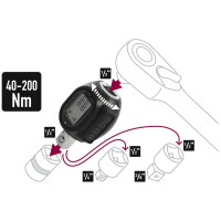 Цифровой динамометрический адаптер двухстороннего действия 1/2" 40-200Nm ROCKFORCE RF-MT-1-240