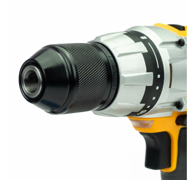 Дриль-шуруповерт акумуляторний (JCB-18DD-BE) 18V, max 45Nm в комплекті із зарядним пристроєм (JCB-18VFC-E) 2.4A та батареєю акумуляторною (JCB-20LI-E) JCB-18DD-2X-E