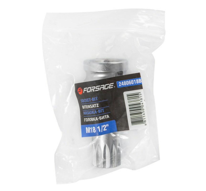 Головка-бита SPLINE с отверстием M18 (L-60мм) 1/2'' Forsage F-24806018B