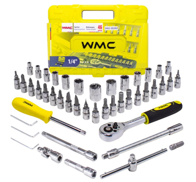 Набор инструментов 46 предметов 1/4'' (6гр.) WMC TOOLS WT-2462-5 EURO