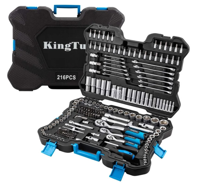 Набір інструментів 216пр. 1/4'', 3/8'', 1/2'' (6гр.) KingTul KT-38841 EURO