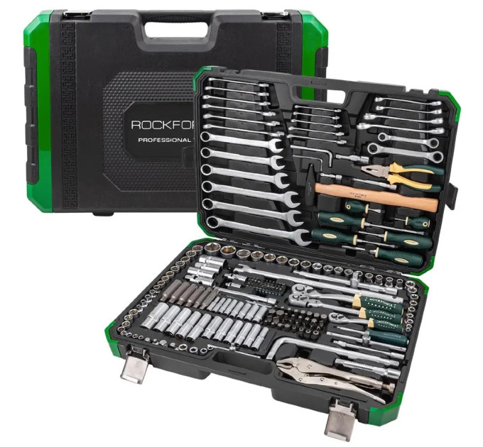 Набір інструментів 202+2пр. 1/4", 3/8", 1/2" (6гр., 12гр.) Rockforce RF-42022+2