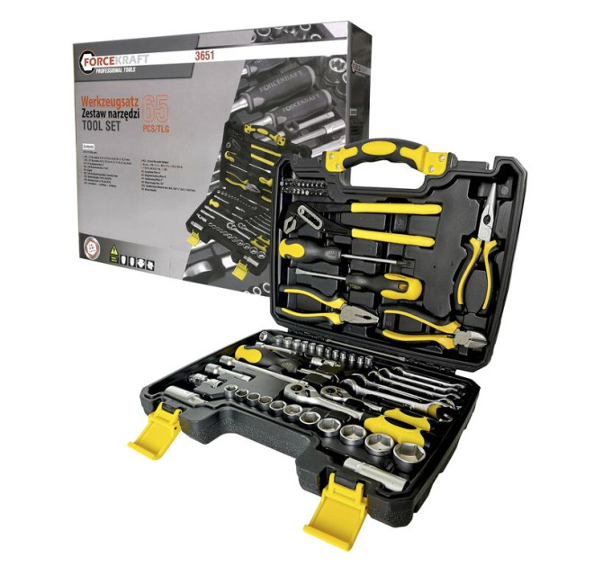 Набір інструментів 65 предметів 1/4'', 3/8'' (6гр.) (4-24мм) FORCEKRAFT FK-3651