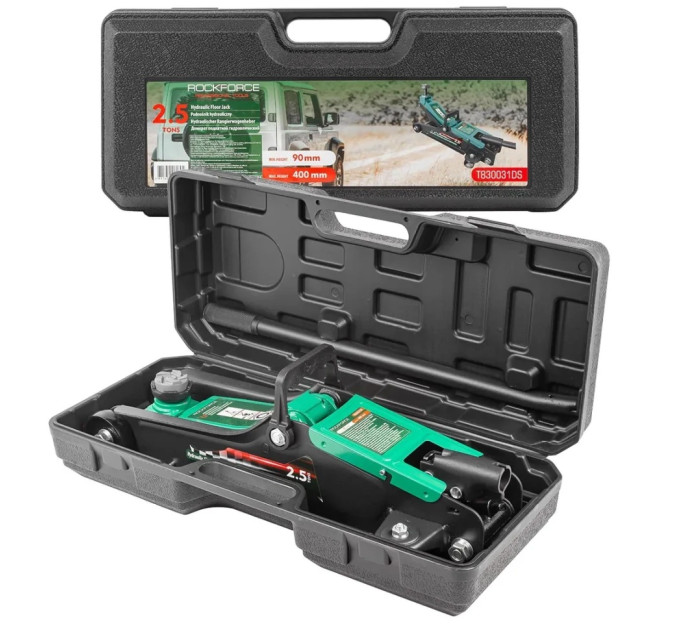 Домкрат подкатной 2.5т (90-400мм) гидравлический в кейсе ROCKFORCE RF-T830031DS