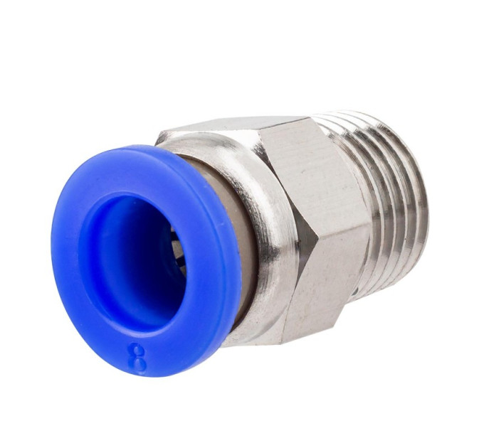 Фітинг 1/4" для пластикових трубок зовнішнє різблення 8мм ROCKFORCE RF-SPC08-02