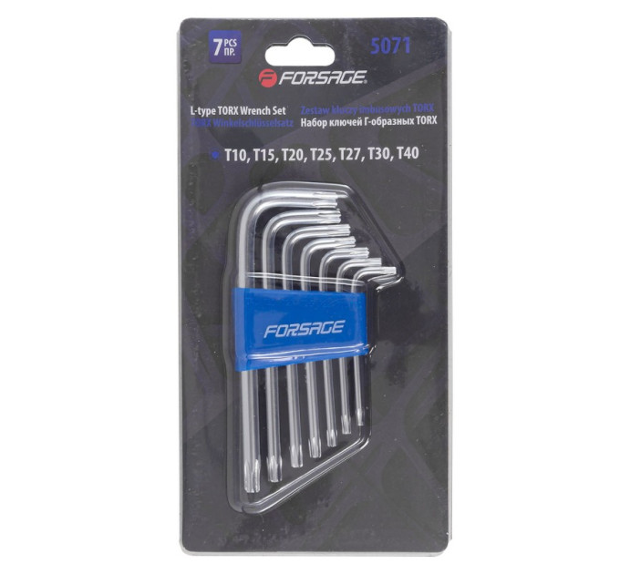 Набір ключів Г-подібних TORX, 7пр. (Т10,Т15,Т20,Т25,Т27,Т30,Т40) Forsage F-5071