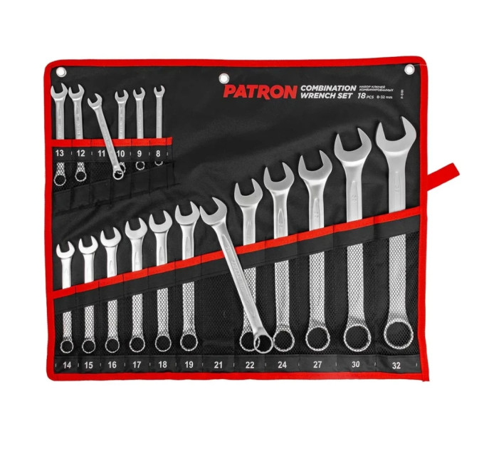 Набір ключів комбінованих 18пр. (8-19, 21, 22, 24, 27, 30, 32мм) PATRON P-5181