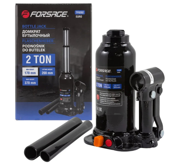 Домкрат бутылочный 2т (160-380мм) двухштоковый Forsage F-TF0202