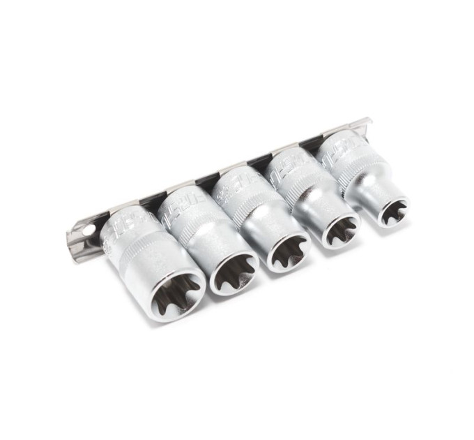 Набір головок 5пр. Е-профіль 1/2" (E12,E14,E16,E18,E20) на планці Forsage F-4053