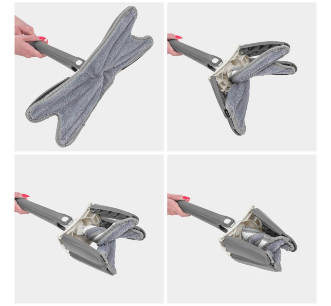 Швабра Х-образная с функцией отжима (серая, 1300х370х150мм) WT-22 (grey)