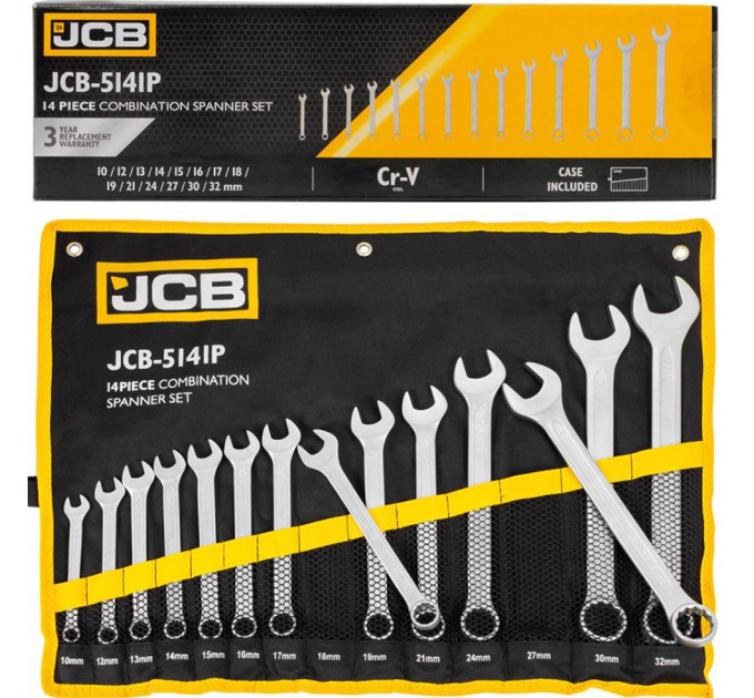 Набір ключів комбінованих 14пр. (10, 12-19, 21, 24, 27, 30, 32мм) JCB-5141P