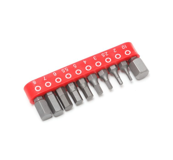 Набір біт 10пр. 1/4" Hex (5.5, H10, H2.5, H2, H3, H4, H5, H6, H7, H8мм; L-25мм) Forsage F-21021