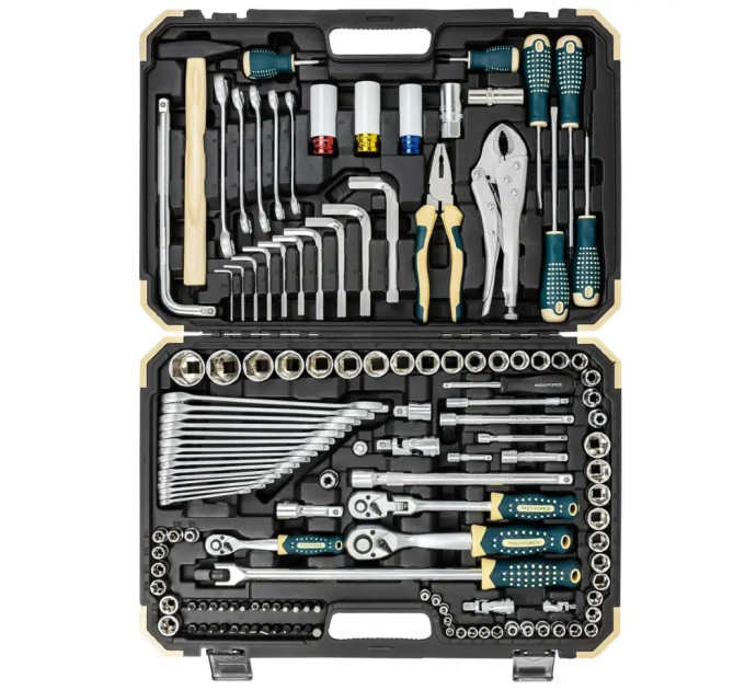 Набір інструментів 142+6 предмета 1/2", 3/8", 1/4" Rockforce RF-41421+6