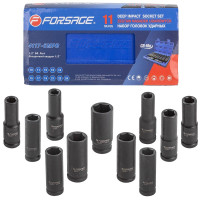 Набор ударных головок 11пр. 1/2" 6-гранная (10-24мм) Forsage F-4117-5MPB