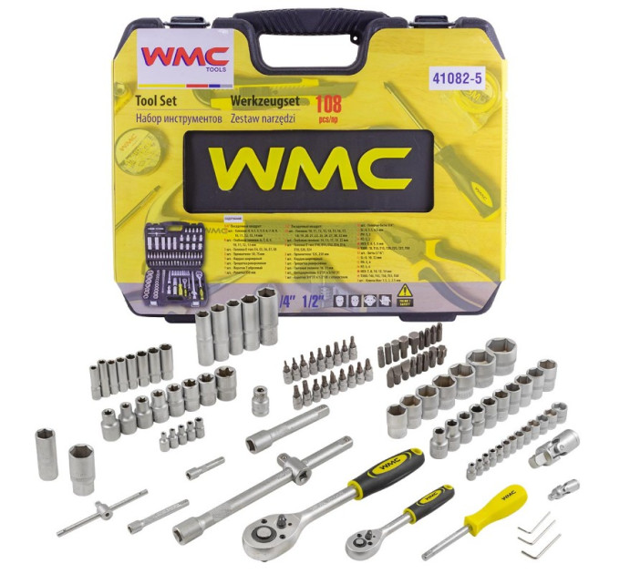 Набір інструментів 108 предметів 1/2", 1/4" (6гр.) WMC TOOLS 41082-5