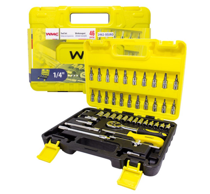 Набор инструментов 46 предметов 1/4'' (6гр.) WMC TOOLS WT-2462-5 EURO