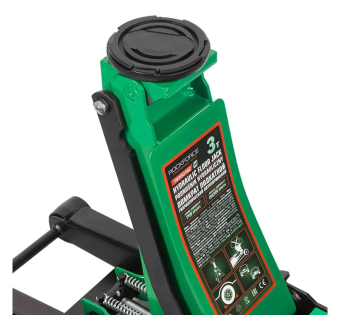 Домкрат 3т (75-505мм) підкатний низькопрофільний двопоршневий Rockforce RF-T830018Z HT